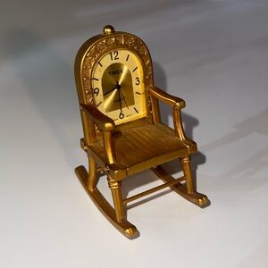 Vintage Timex Solid Brass Small Desk Top Clock Rocking Chair